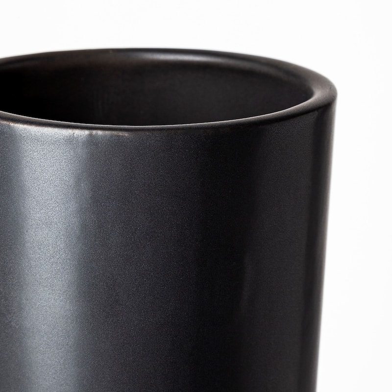 HomeRoots 9" Black Abstract Cylinder Ceramic Table Vase
