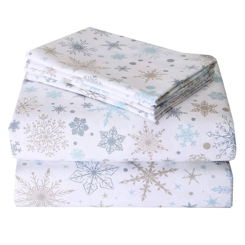Christmas Snowflake Bed Sheets Set with 16 Inches Deep Pocket - Queen