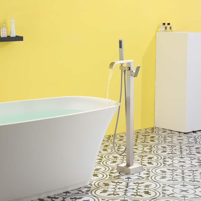 Freestanding Floor Mount Single Handle Bath Tub Filler Bath Tub Faucet