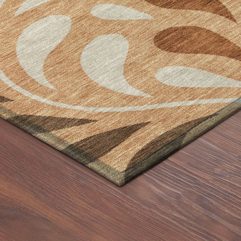 Machine Washable Indoor/ Outdoor Floral Arabesque Chantille Rug