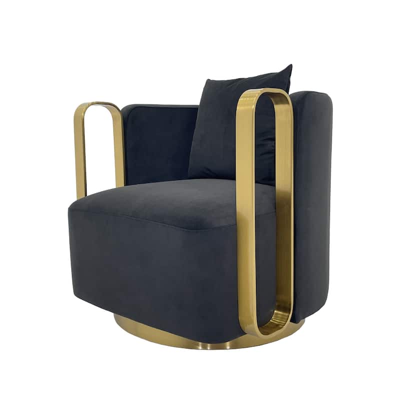 Accent Chair with Fabric cushion and Matte Gold Frame