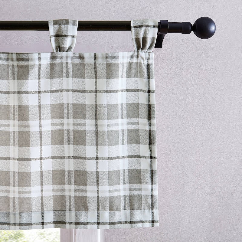 Eddie Bauer Fall Creek Plaid Grey Tab Top Window Valance - 50 x 20