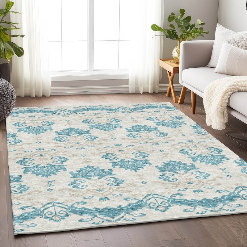 Premium Washable Super Soft Global Chic Mayfield Rug - Teal - 3' x 5'