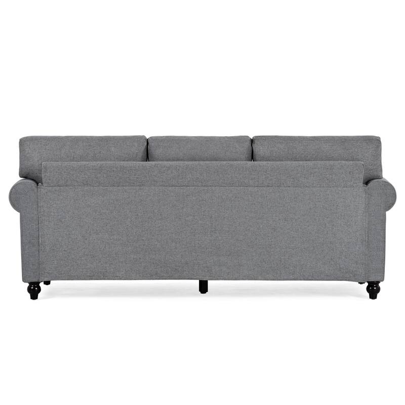 83.86" Upholstered 3-seater Sofa with Nailheads and Birch Feet for Living Room