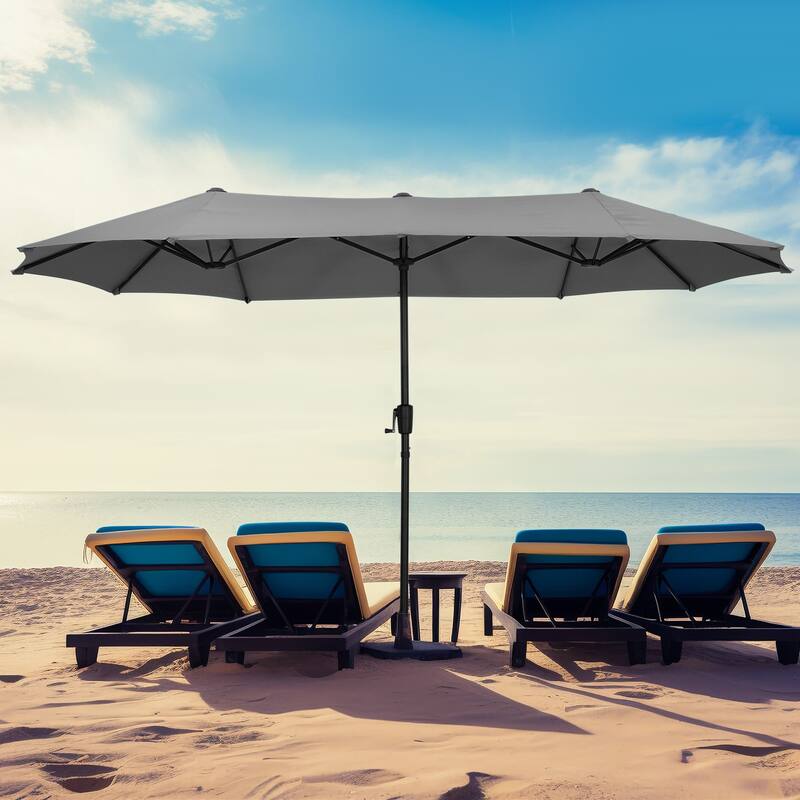 Autlaycil 13ft Extra Large Patio Umbrella with Solar Lights(Without Base) - Grey