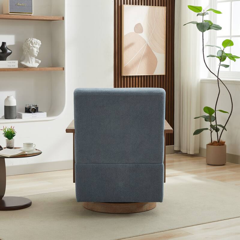Swivel Modern Upholstered Accent Chair with Solid Wood Armrests and 360 Degree Comfy Lounge Reading Chair