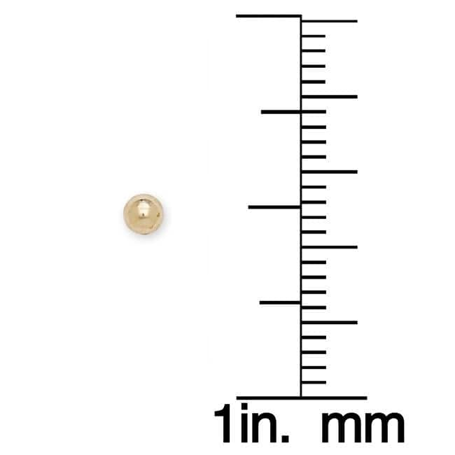 Curata 14k Yellow Gold Polished 3 mm Ball Screw Back Cartilage Stud Earrings