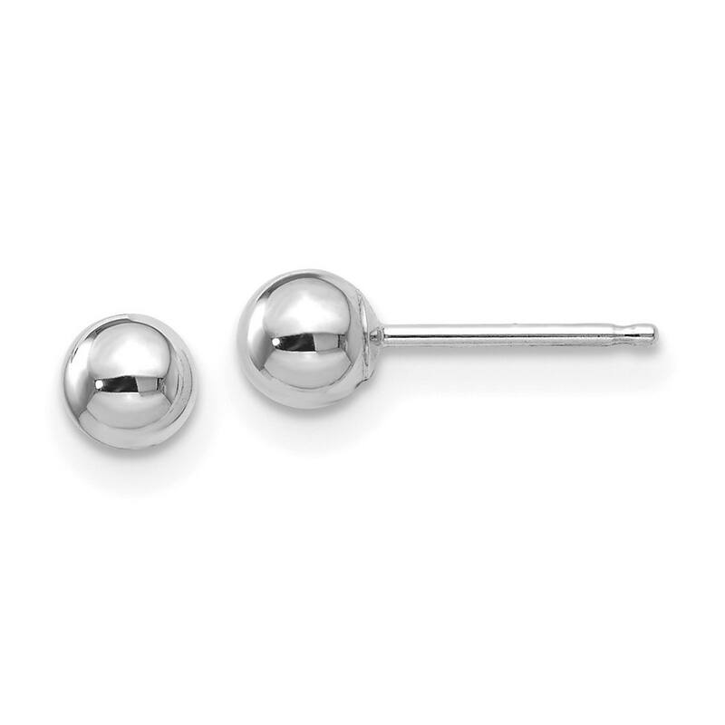 Curata 14k White Gold Polished 4mm Ball Post Earrings