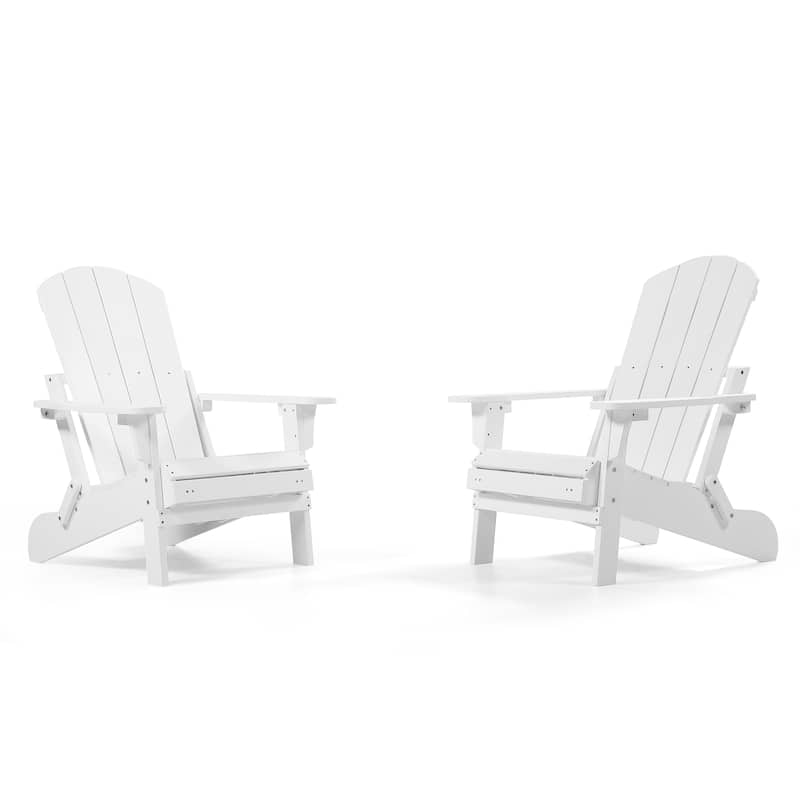 Hurley Folding Poly Adirondack Chair with Pull-out Ottoman (Set of 2)