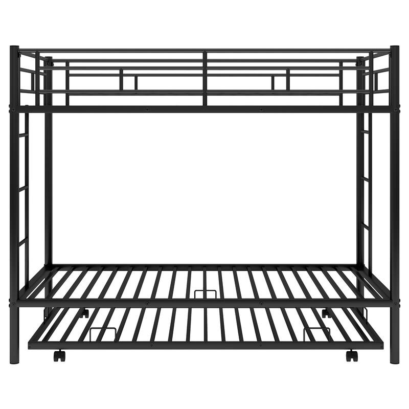 Twin over Twin Bunk Bed with Trundle in Black