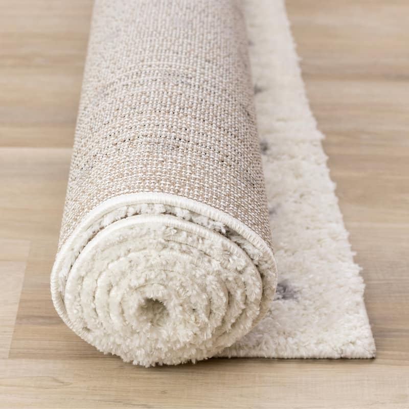 Taylor Collection - Cream Grey Soft Dots Indoor Shag Area Rug