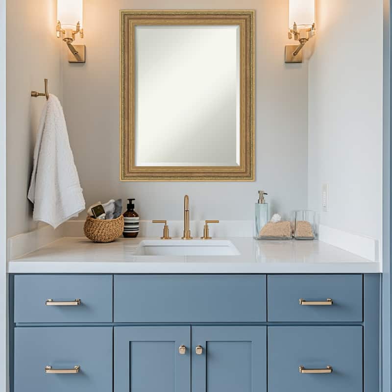 Elliot Gold Beveled Framed Bathroom Vanity Wall Mirror - Elliot Gold