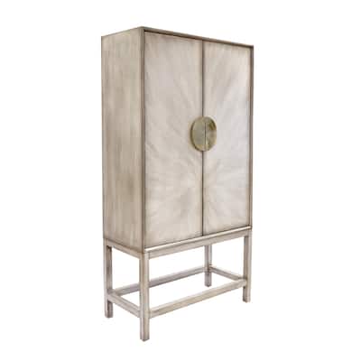 Pasargad Home Oliver Bar Cabinet with 2 Shelf, Drawer & Mirror - 35.5"W x 16.5"D x 67.25"H