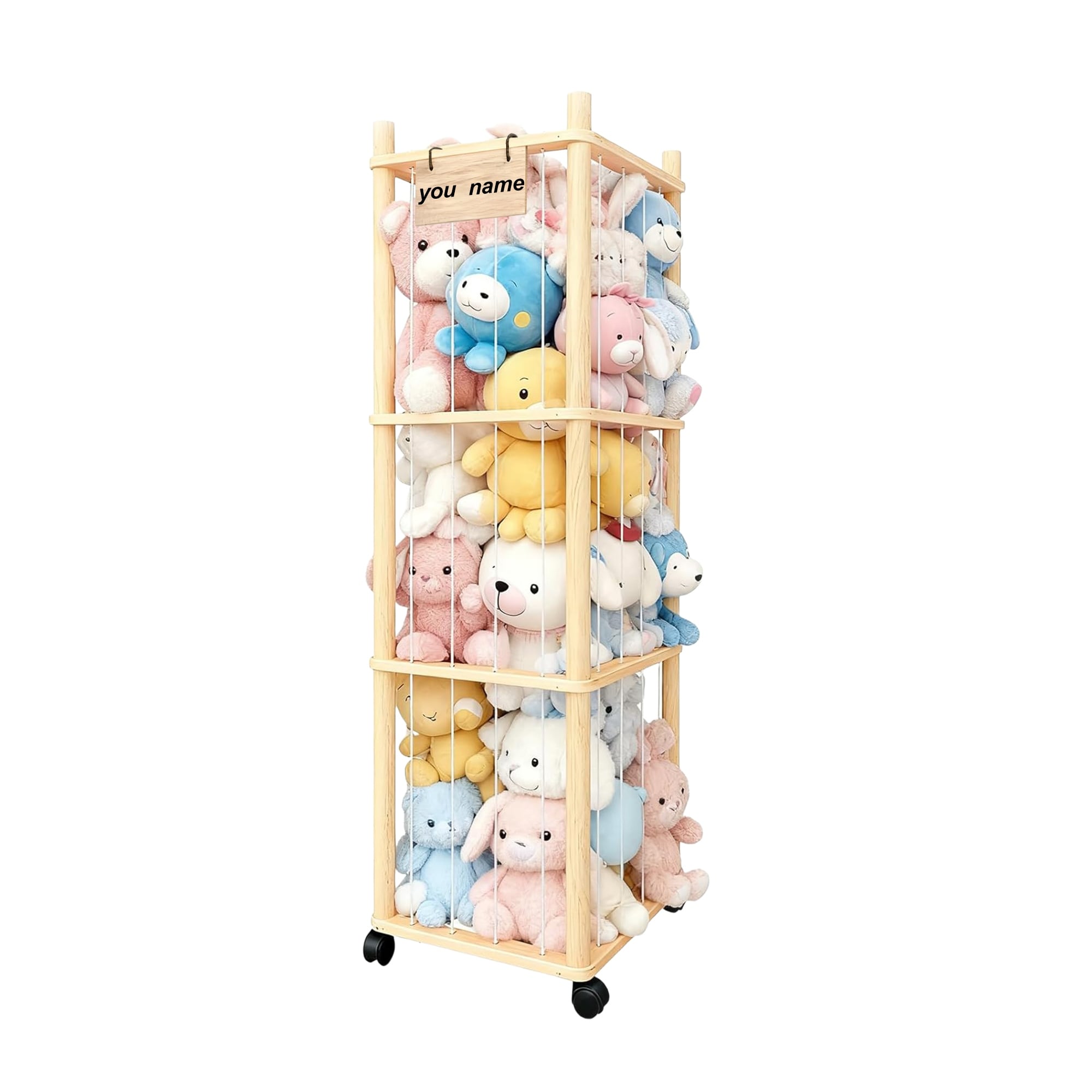 Plush Toy Rack, Vertical Plush Toy Storage Rack - Large Capacity, Space-Saving for Playrooms, Kids' Rooms - 16"x16"x53"