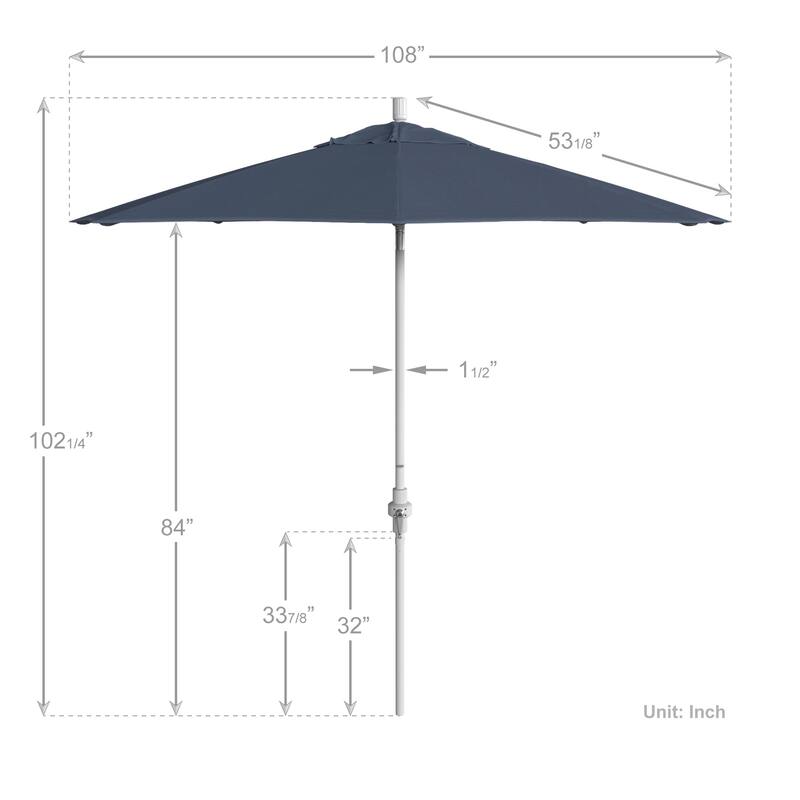 California Umbrella 9' Rd. Aluminum/Fiberglass Rib Patio Umb, Deluxe Crank Lift/Collar Tilt, White Finish, Pacifica Fabric