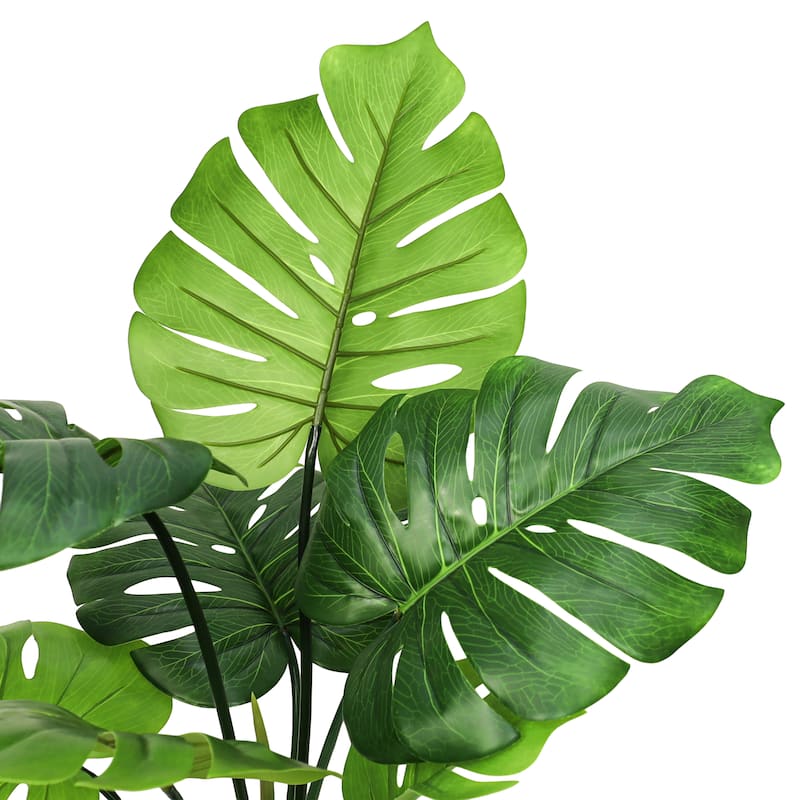 Artificial Split Leaf Philodendron Monstera Plant in Black Pot