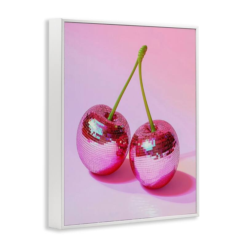 Stupell Pink Disco Cherries Framed Giclee Art Design By LSR Creative Studio