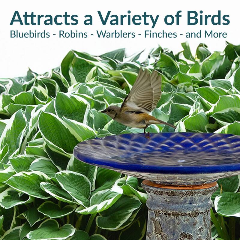 Rennes Outdoor Ceramic Bird Bat - Blue Lava Finish - 22.5" H