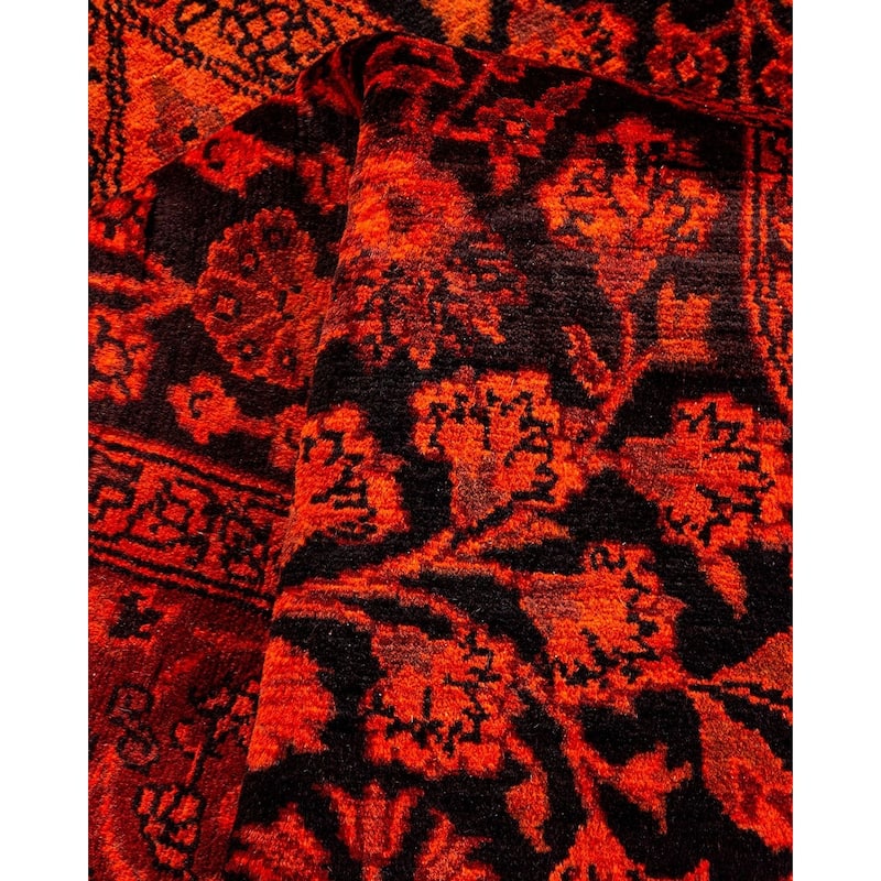 Overton Hand Knotted Wool Vintage Inspired Modern Contemporary Overdyed Orange Area Rug - 3' 2" x 5' 1"