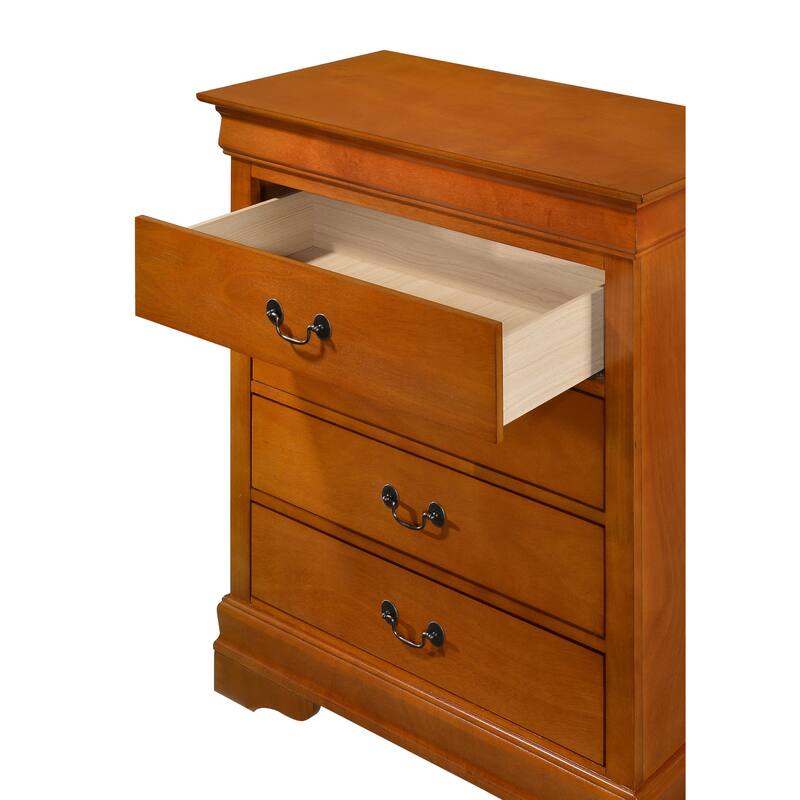 Passion Furniture Louis Phillipe Cherry 4 Drawer Chest of Drawers - 31"L x 16"W x 41"H
