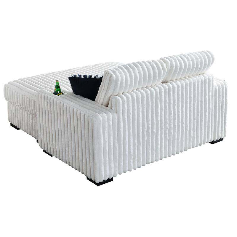Loveseat Recliner Sofa, with Ottoman and Cushions, 4 Pillows Tufted Couch wCup Holder & Wireless Charger Lounge Couch