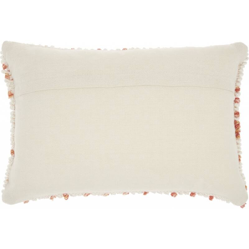 HomeRoots Coral and Beige Ribbed Indoor Outdoor Throw Pillow With Texture