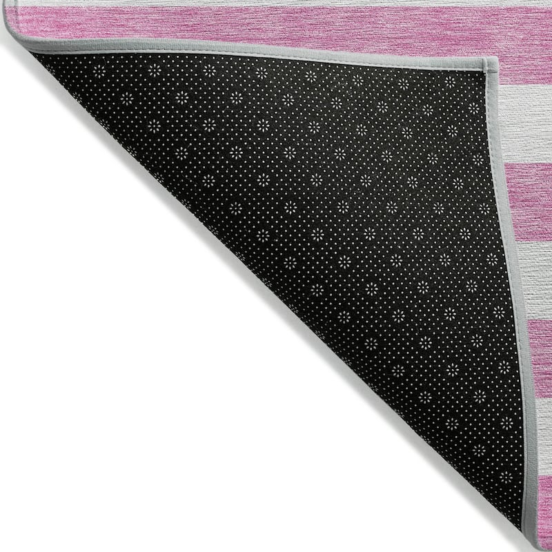 Machine Washable Indoor/ Outdoor Cabana Striped Chantille Rug