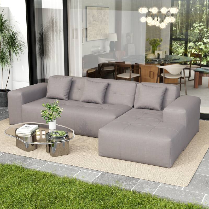 Outdoor Upholstered Chaise Modular Sectional Sofa Set