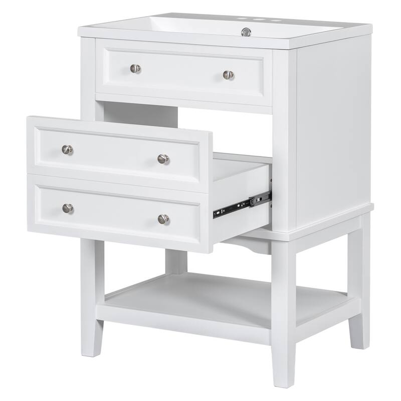 GDFStudio - Oliver Compact Solid-Frame Bathroom Vanity for Practical Everyday Storage - 24"
