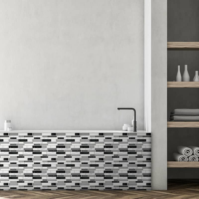 Walplus Mosaic Glossy 3D Metro Peel and Stick Backsplash Tile Stickers