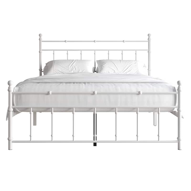 CraftPorch Victoria Style Metal Platform Bed - White - Twin