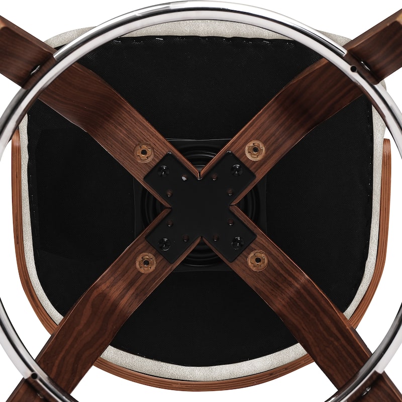 26.in Modern Set of 3 Leather Bar Stool Swivel Upholstered Hollow Back Counter Height Barstool with Wood Frame
