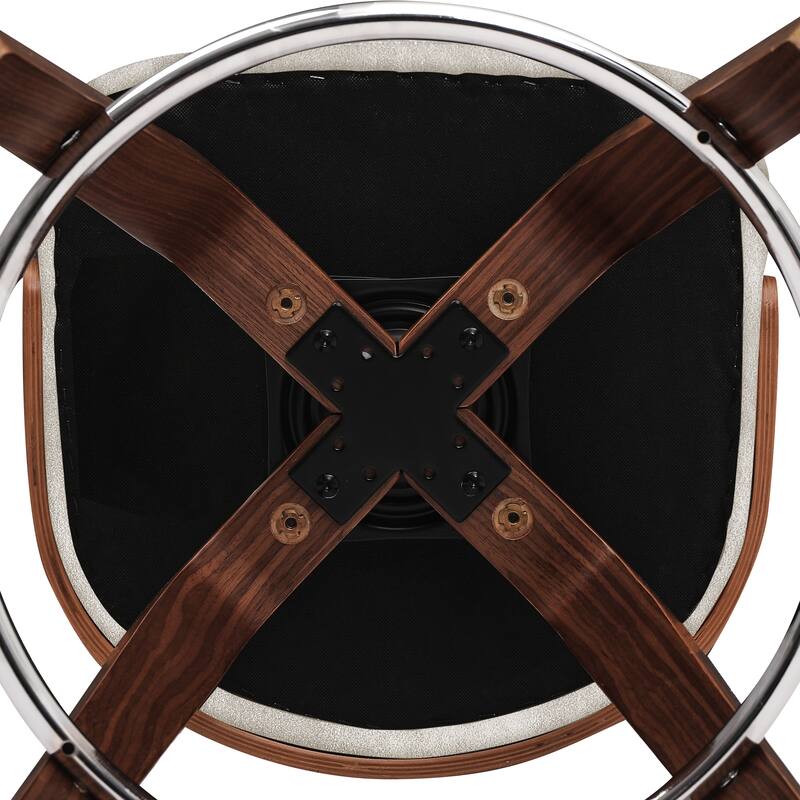 PU Leather 26in. Swivel Barstool Counter Height Low Back Solid Wood Stool for Kitchen Islands with Curved Backrest