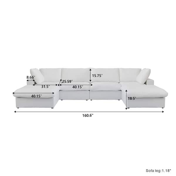 Large Modular Sectional Sofa Down Filled UShaped 4 Seater with 2
