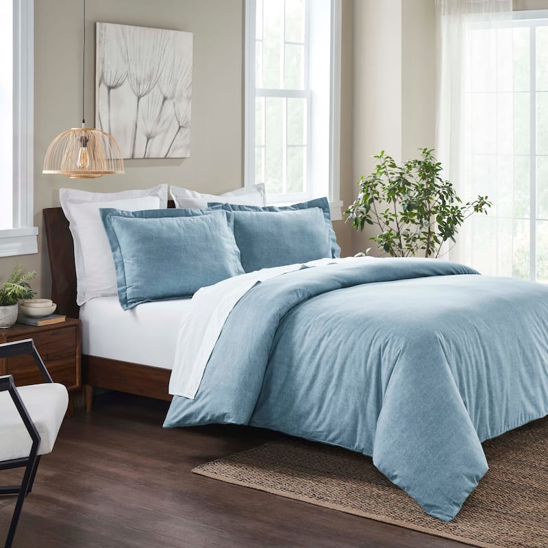 Superior Melange Flannel Cotton Two-Toned Brushed Duvet Cover Set