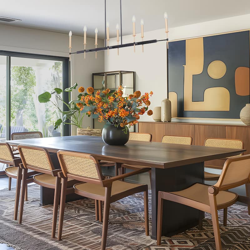 Oversized Modern Transitional 8-Light Black Bronze Linear Island Dining Chandelier - 48.4"W x 11.8"D x 36.3" - 69.5"H