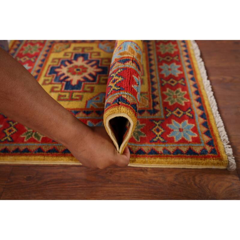 Yellow Kazak Oriental Foyer Rug Handmade Wool Carpet - 2'0" x 3'0"