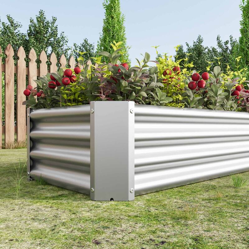 Large Galvanized Metal Raised Garden Bed Open Bottom Rust-Resistant