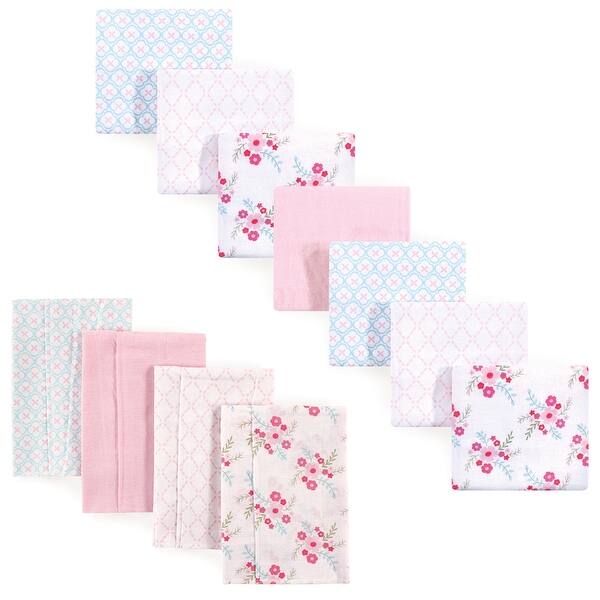 slide 1 of 1, Luvable Friends Infant Girl Cotton Flannel Burp Cloths and Receiving Blankets, 11-Piece, Floral, One Size - Floral - One Size One Size - Floral