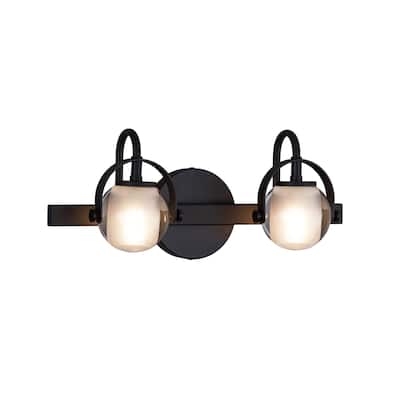 Justice Design Group Conduit 2-Light Bath Bar with Opal Backing Shade