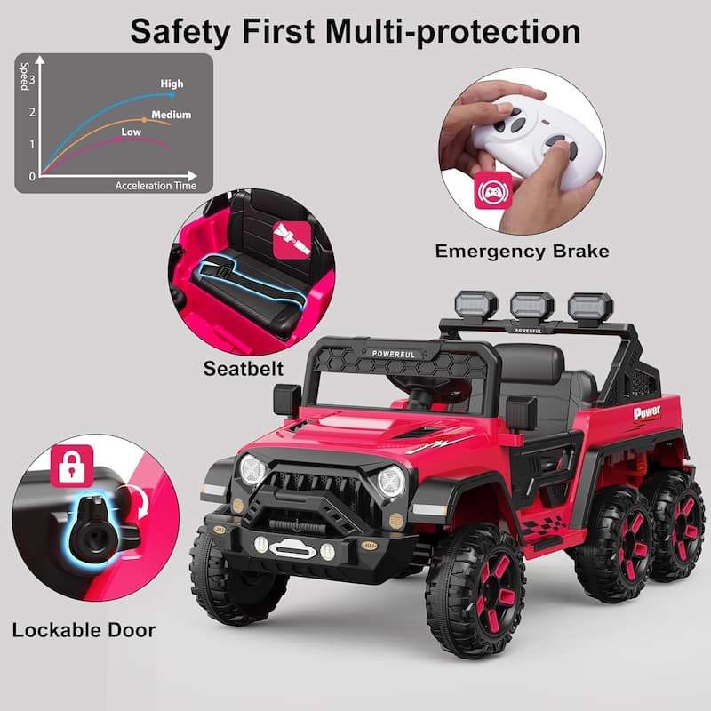 Ride on Car with 6 EVA Wheels&4WD, 24V Battery Powered Electric Car for Ages 3-6 Kids