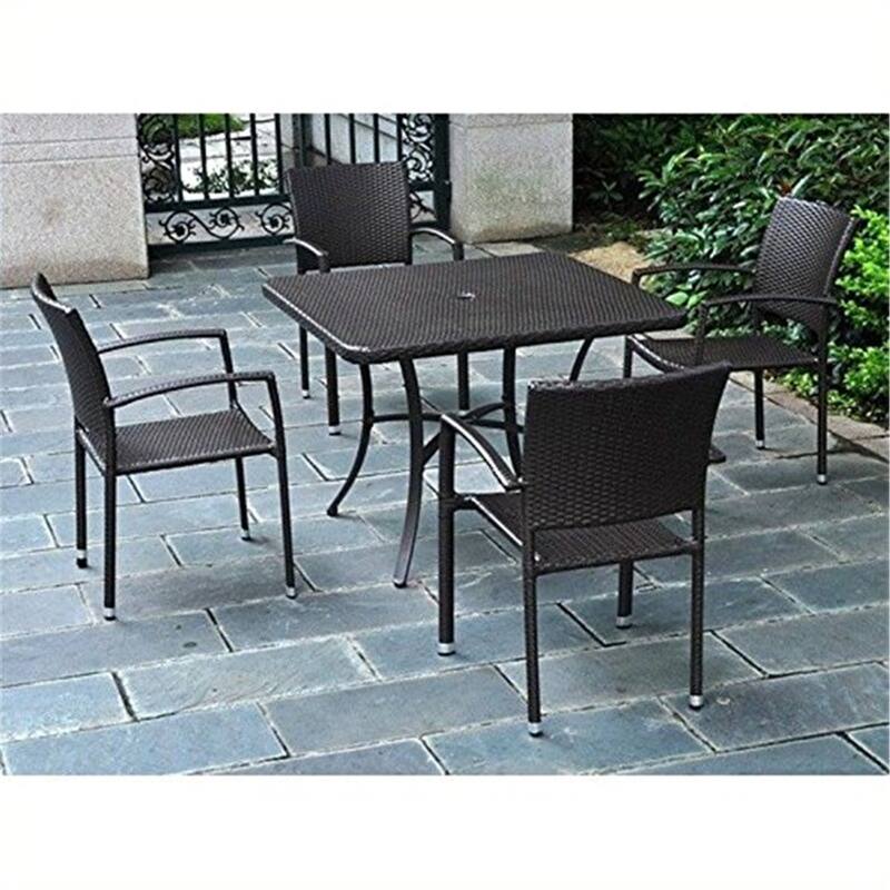 Resin Wicker Dining Chairs - Outdoor Patio Furniture Set of 6 - Elegant Square Back Design - 24