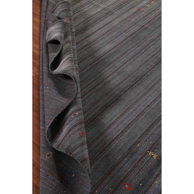 Hand Knotted Oriental 100% Wool Carpet Tribal Tribal Greys & Charcoal Gabbeh Area Rug - 8' 2'' X 8' 3''