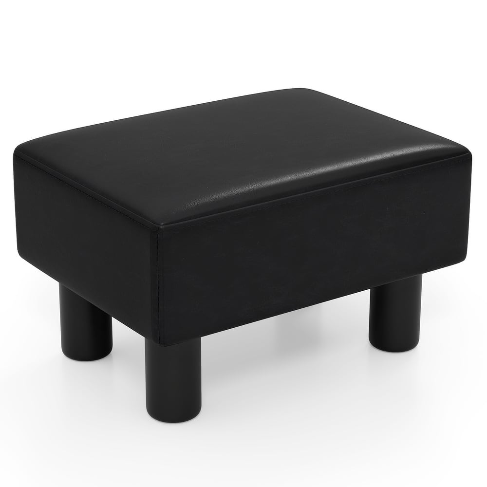Gymax PU Leather Ottoman Rectangular Footrest Small Stool - See Details