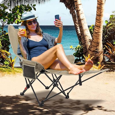 Reclining Camping Chair with Removable Footrest Adjustable Lounge Chair for Adults Beach Chair Backpacking Chair Outdoor Rocker