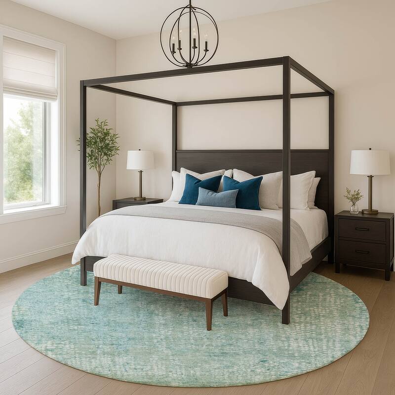 Premium Washable Super Soft Casual Imprints Mayfield Rug - Teal - 8' x 8'