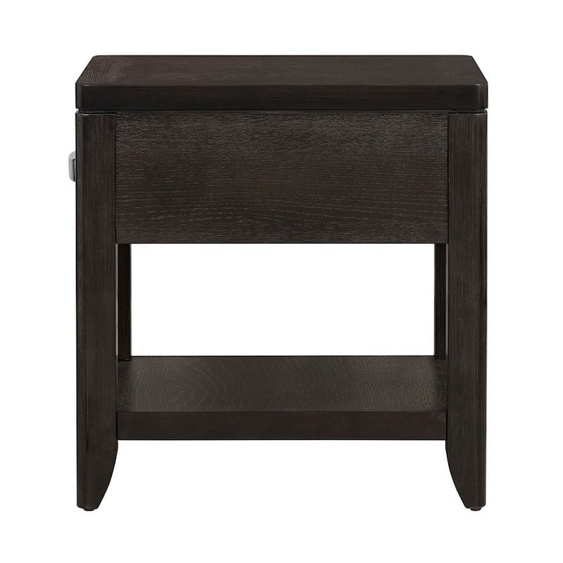 Joni 25 Inch Side End Table, 1 Drawer and Shelf, Espresso Brown Acacia Wood - 25 H x 20 W x 24 L Inches