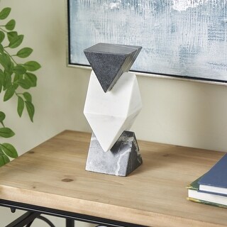 White Marble Stacked Pyramid Geometric Decorative Sculpture