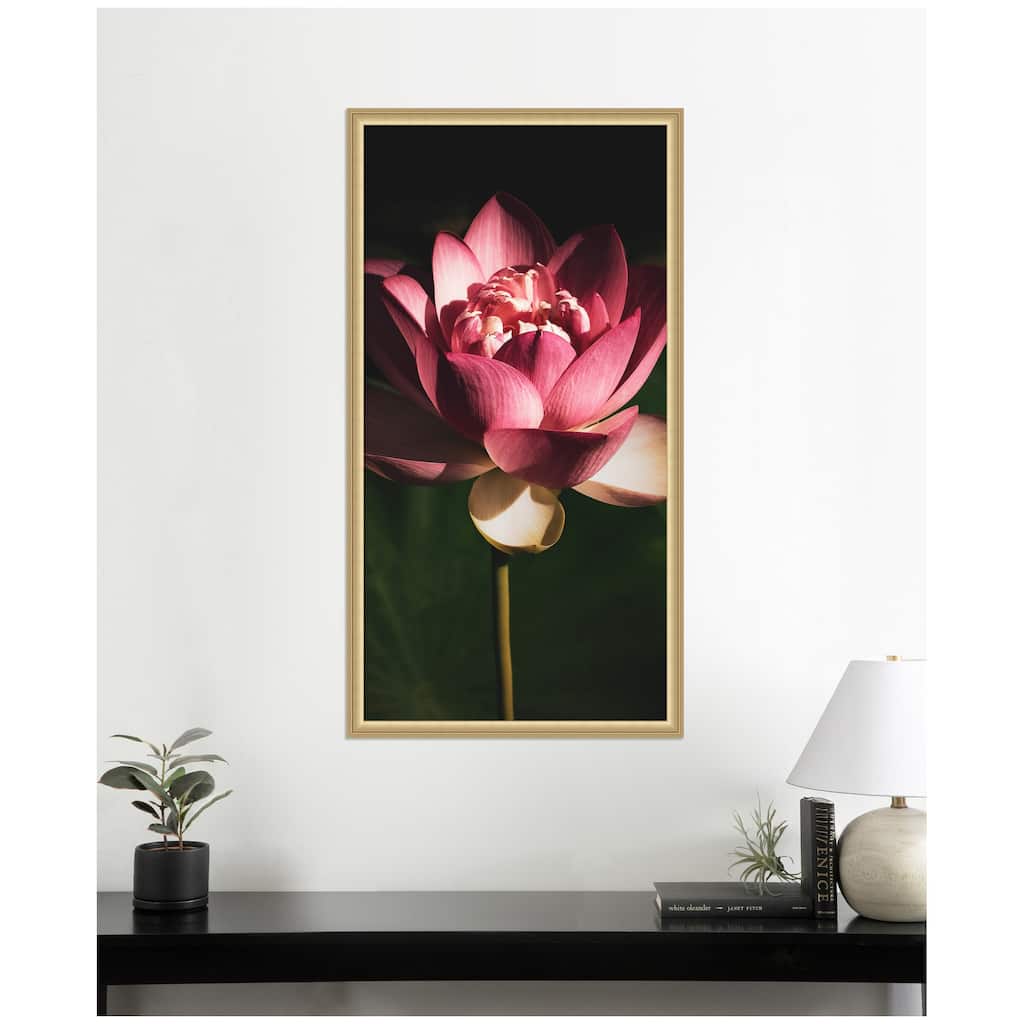 Kate and Laurel Framed Art Midnight Lotus Flower by Stephanie Klatt