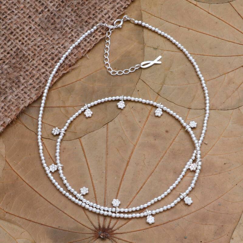 Novica Handmade Petite Fleur Sterling Silver Charm Necklace